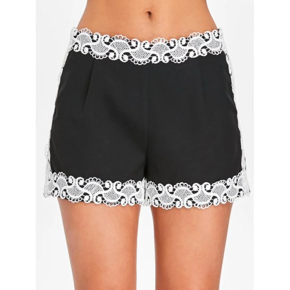 Lace Invisible Zipper horts - Black Fansmadedirect