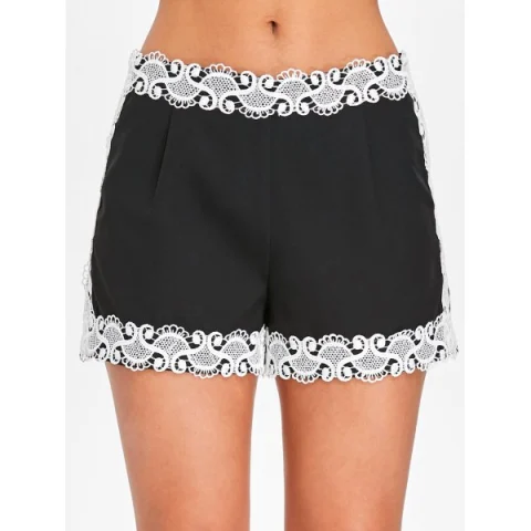 Lace Invisible Zipper horts - Black Fansmadedirect