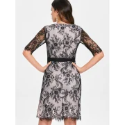 Lace Overlay Knee Length Dress - Pig Pink Fansmadedirect