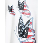 Lace Panel Butterfly Print Asymmetrical Tank Top - White Fansmadedirect