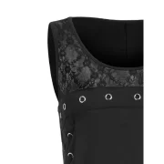 Lace Panel ide Lace Up High Low Dress - Black Fansmadedirect