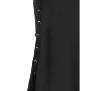 Lace Panel ide Lace Up High Low Dress - Black Fansmadedirect