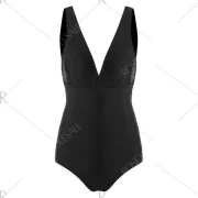 Lace Panel Plunge wimsuit - Black Fansmadedirect