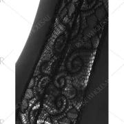 Lace Panel Plunge wimsuit - Black Fansmadedirect