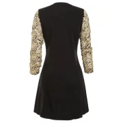 Lace Panel Round Collar A Line Dress - Black Fansmadedirect