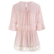 Lace Peplum Swing Blouse - Pink Bubblegum Fansmadedirect