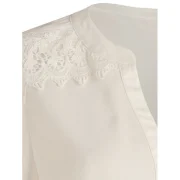 Lace Trim Button Up Shirt - ilk White Fansmadedirect