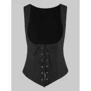 Lace Trim Lacing Waist High Low Dress - White Fansmadedirect