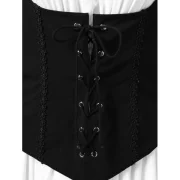 Lace Trim Lacing Waist High Low Dress - White Fansmadedirect