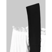 Lace Trim Lacing Waist High Low Dress - White Fansmadedirect