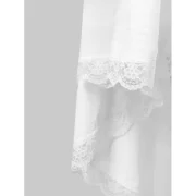Lace Trim Lacing Waist High Low Dress - White Fansmadedirect