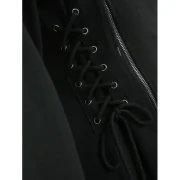 Lace Up Embellished Zip Front Hoodie - Black Fansmadedirect