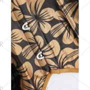 Lace-Up Floral Corset Top - Light Brown Fansmadedirect