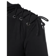 Lace Up Kangaroo Pocket Hoodie - Black Fansmadedirect