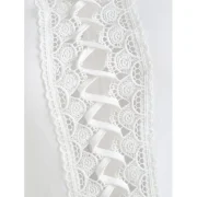 Lace Up Lace Insert Top - White Fansmadedirect