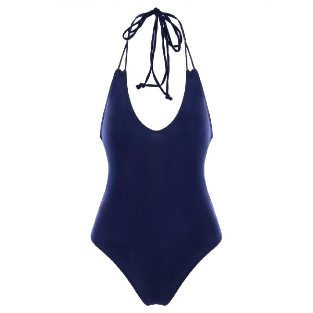 Lace-up Open Back One Piece Swimwear - Lapis Blue Fansmadedirect