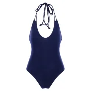 Lace-up Open Back One Piece Swimwear - Lapis Blue Fansmadedirect