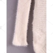 Ladylike Style Sweet Scoop Collar Loose Fit Lace Hem Long Sleeve Women's Knitted Sweater - White One Fansmadedirect