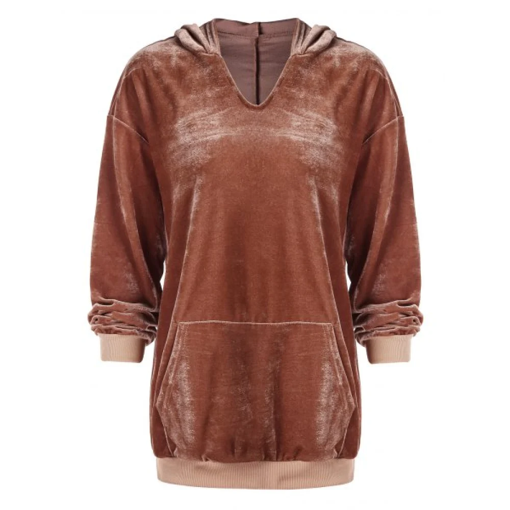 Large Front Pocket Velvet Hoodie - ahogany Fansmadedirect