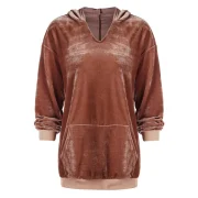 Large Front Pocket Velvet Hoodie - ahogany Fansmadedirect