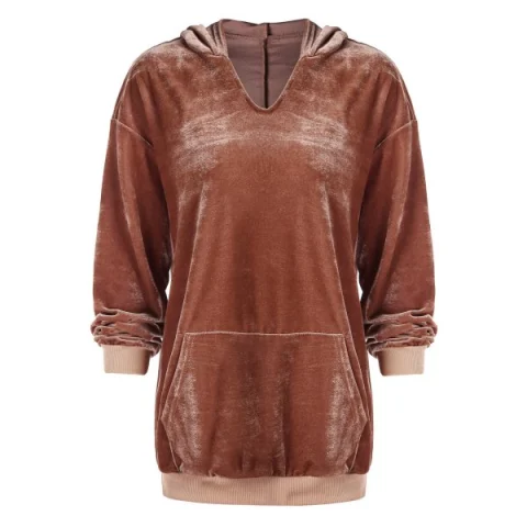 Large Front Pocket Velvet Hoodie - ahogany Fansmadedirect