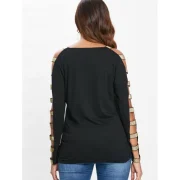 lashed leeve parkle T-shirt - Black Fansmadedirect