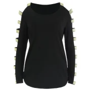lashed leeve parkle T-shirt - Black Fansmadedirect