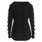 lashed leeve parkle T-shirt - Black Fansmadedirect