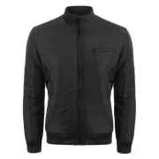 Layer Sleeves Solid Color Zipper Jacket Coat - Black Fansmadedirect