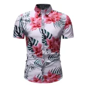 Leaf Flower Print Button Up Shirt - Fansmadedirect