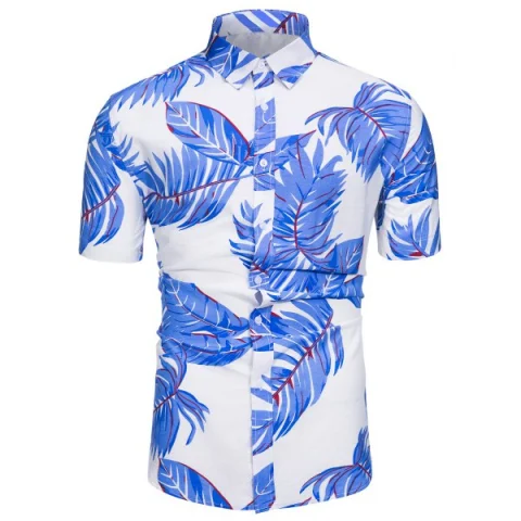 Leaf Printed Leisure hort leeves hirt - White Fansmadedirect