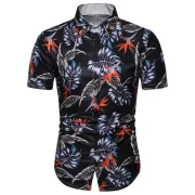 Leaves Print Hawaii Short Sleeve Shirt - Fansmadedirect