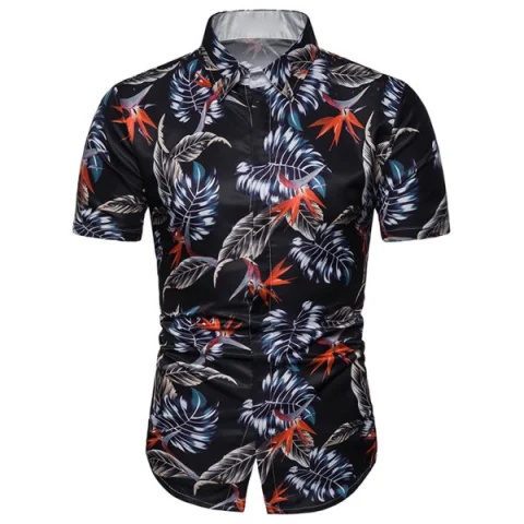 Leaves Print Hawaii Short Sleeve Shirt - Fansmadedirect