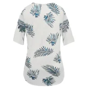 Leaves Print V Neck Casual Tee - White Fansmadedirect