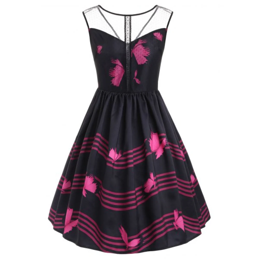 leeveless Butterfly Dress - Black Fansmadedirect