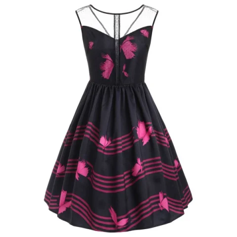 leeveless Butterfly Dress - Black Fansmadedirect