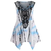 leeveless harkbite Hem T-shirt with Lace - Multi-a Fansmadedirect