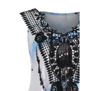 leeveless harkbite Hem T-shirt with Lace - Multi-a Fansmadedirect