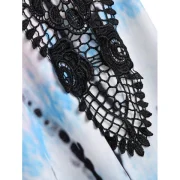 leeveless harkbite Hem T-shirt with Lace - Multi-a Fansmadedirect