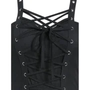 leeveless Lace-up Front Handkerchief Gothic Dress - Black Fansmadedirect