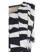 leeveless quare Neck Beam Waist Packet Buttock Pattern Formal Ladylike Women's Dress - White And Black Fansmadedirect