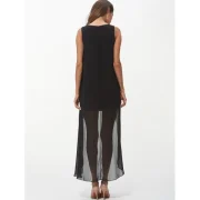 leeveless Round Neck Chiffon Dress - Black Fansmadedirect
