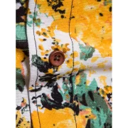 Leisure Floral Print Long Sleeves Shirt - Yellow Fansmadedirect