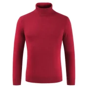 Leisure Solid Color Long Sleeve Cotton Sweater for Men - Red Wine Fansmadedirect