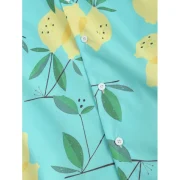 Lemon Pattern Short Sleeves Shirt - edium Turquoise Fansmadedirect