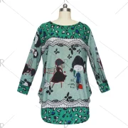 Leopard Print Cartoon Pattern T-Shirt - Green One Fansmadedirect