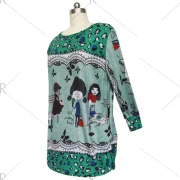 Leopard Print Cartoon Pattern T-Shirt - Green One Fansmadedirect