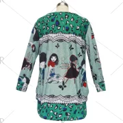 Leopard Print Cartoon Pattern T-Shirt - Green One Fansmadedirect