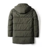 Letter Applique Padded Hooded Longline Coat - Green Fansmadedirect