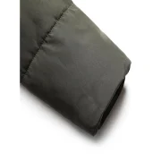 Letter Applique Padded Hooded Longline Coat - Green Fansmadedirect